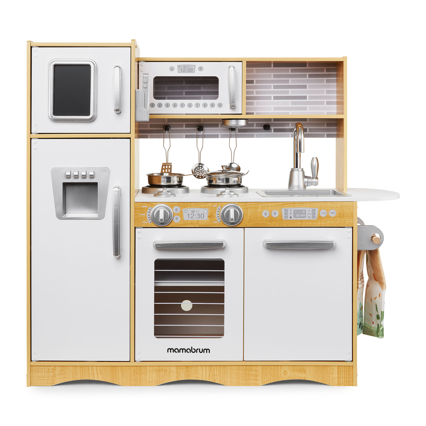 Bucătărie XXL din lemn cu iluminare LED, șorț și accesorii