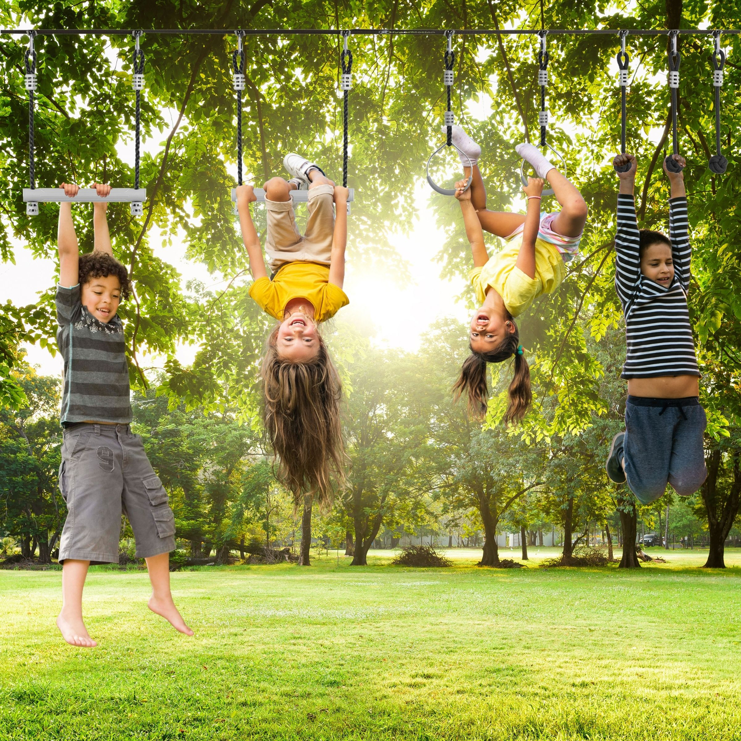 Cursă cu obstacole Ninja pentru copii - HyperMotion slackline set - 7 obstacole