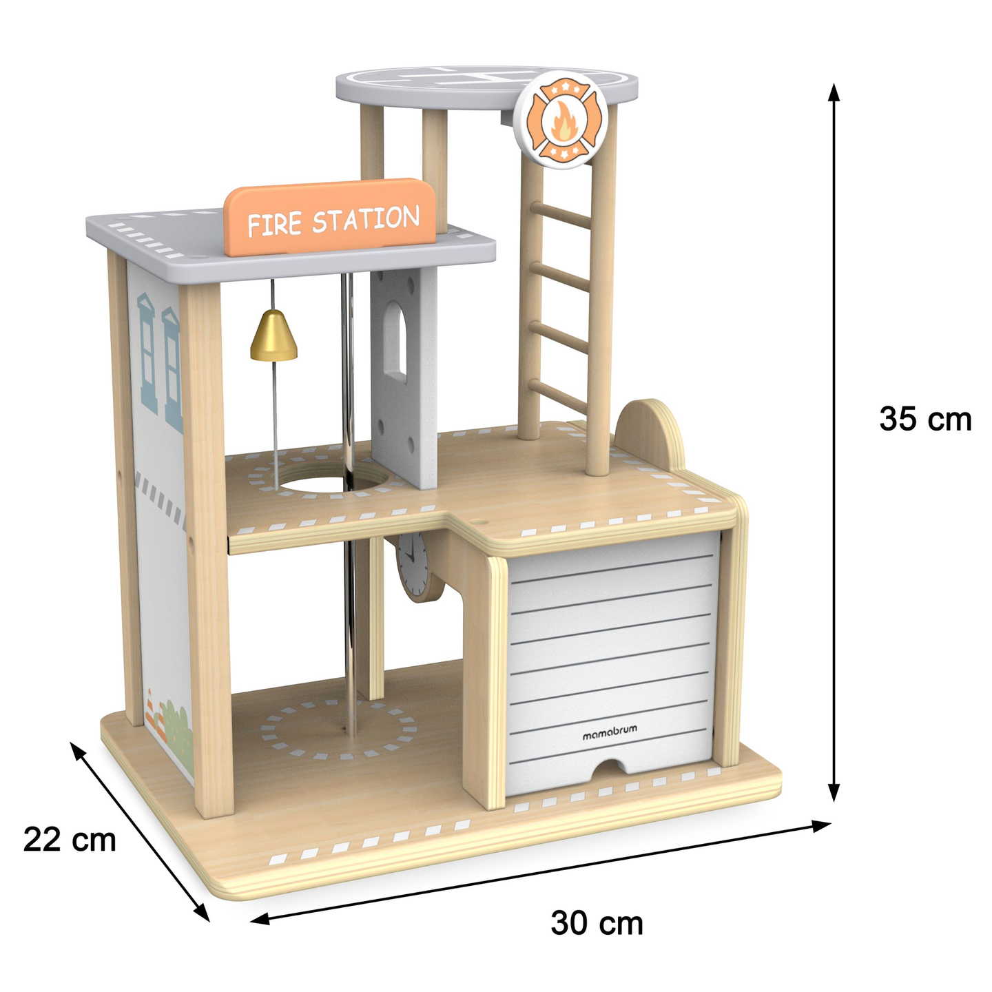 Stație de pompieri din lemn cu accesorii, brigada de pompieri