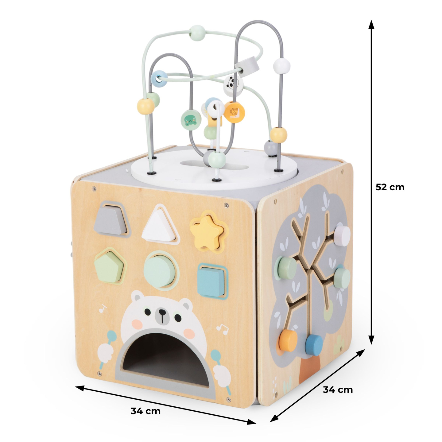 Cub mare de activitate din lemn cu buclă - Montessori