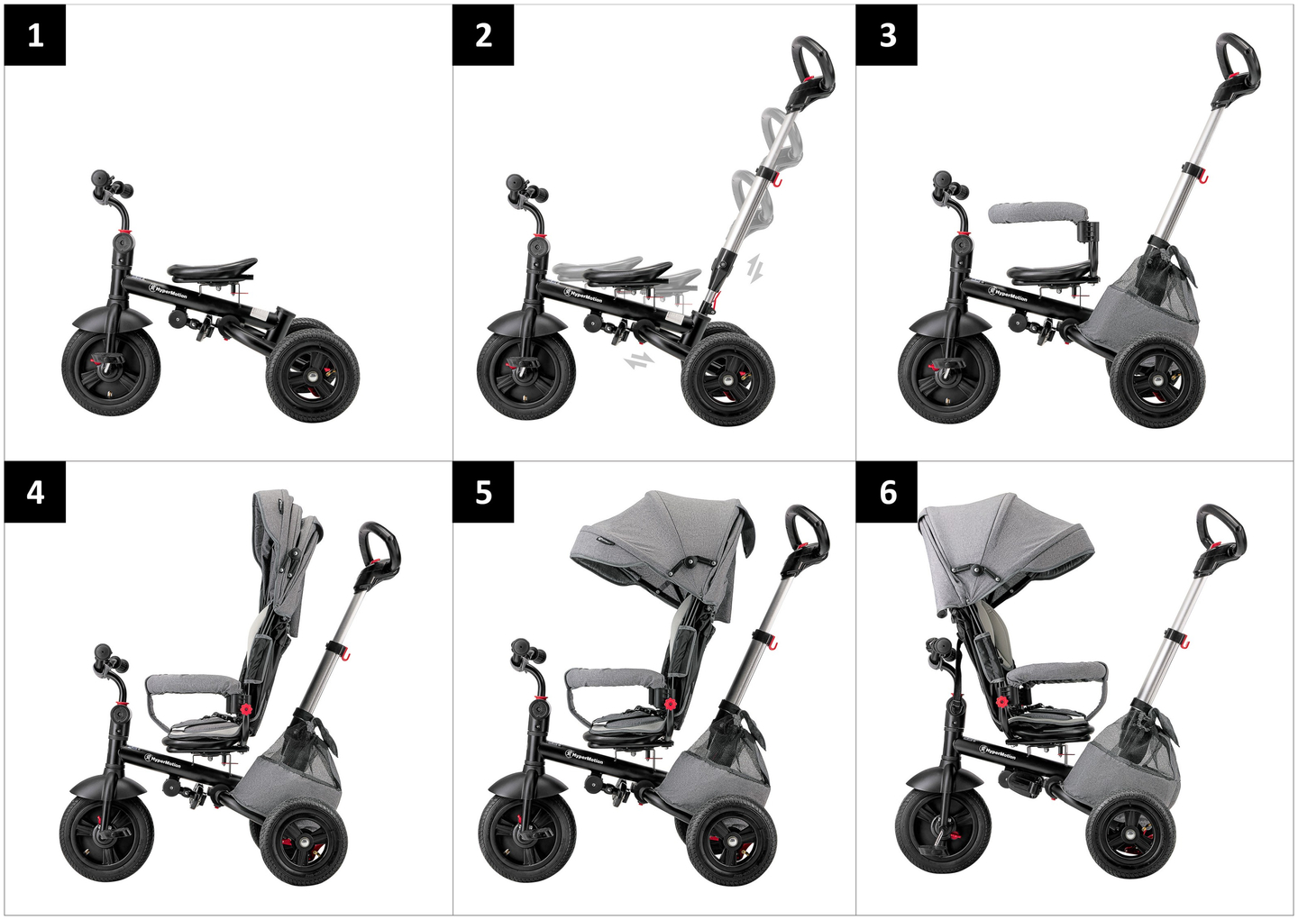 Tobi Velar tricicleta + folie de ploaie - gri