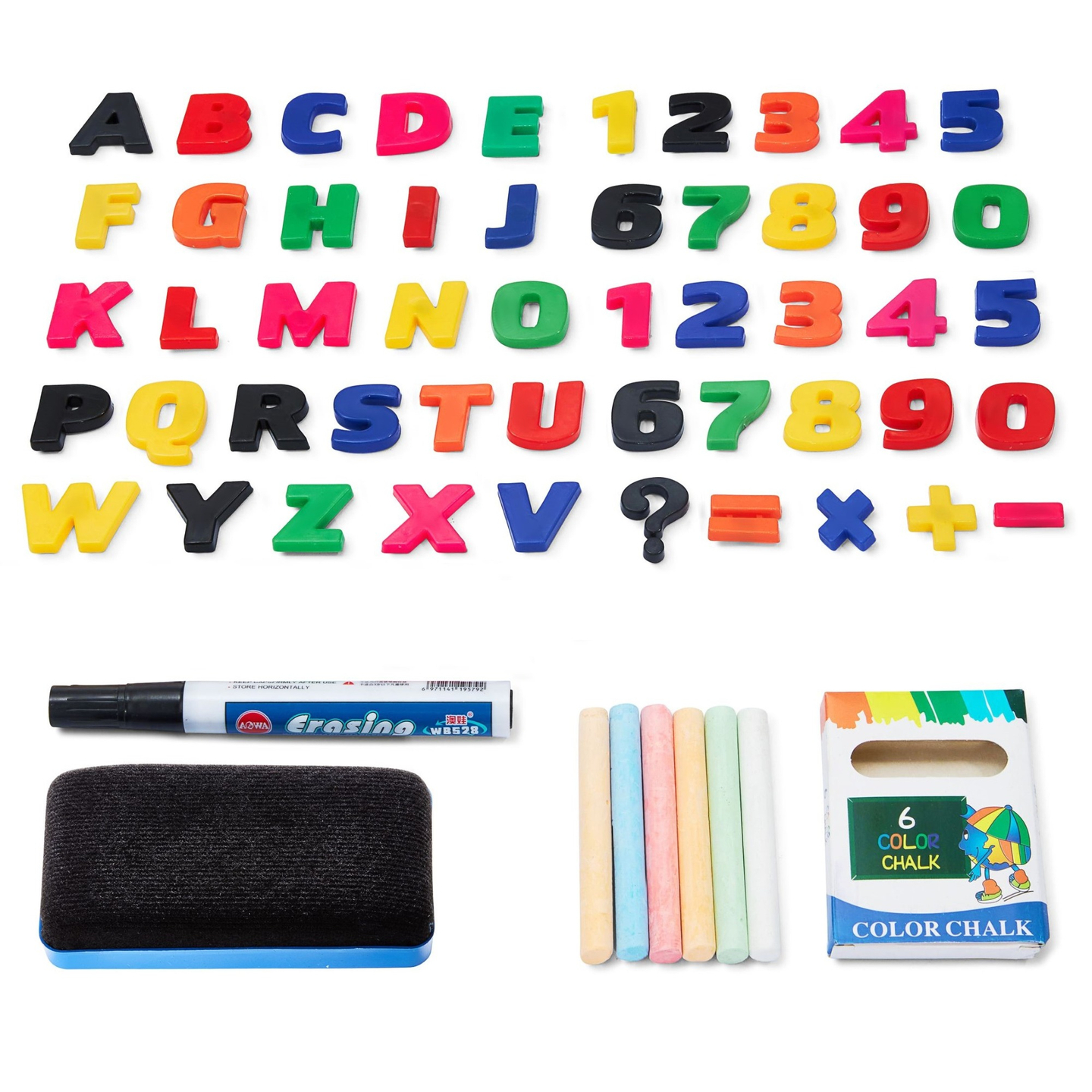 Tablă educațională mare cu două fețe: magnetică și tablă cu cretă - tablă cu ștergere uscată, din lemn