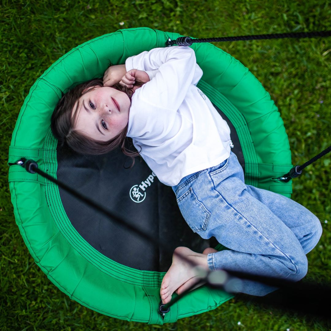 Leagăn dublu de grădină cu cadru și frânghii - scaun și cuib de barză