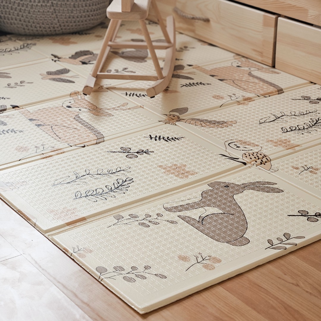 Covoraș de spumă pliabil pe două fețe 180 x 120 x 1cm - Magic Forest/Autumn Streets - boho