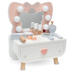 Mini măsuță de toaletă din lemn cu iluminare LED - Butterfly