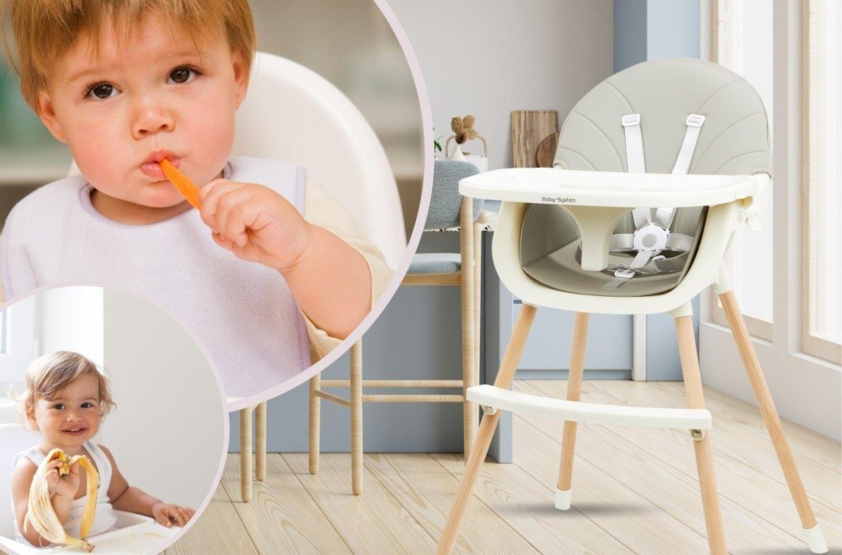 AMELIA scaun de hrănire 3in1 Moby-System, gri