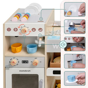 Magazin mare XXXL din lemn pentru copii cu bar fast food - Corner shop + Mașină de cafea + Cuptor + Frigider - 106 ac.