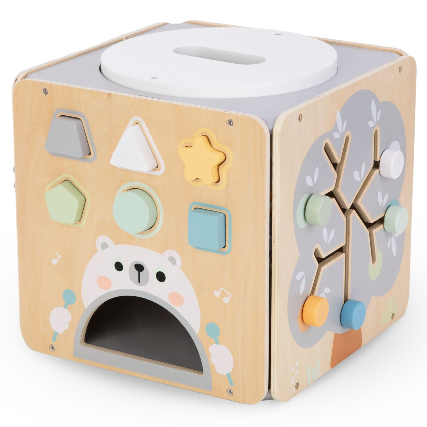 Cub mare de activitate din lemn cu buclă - Montessori