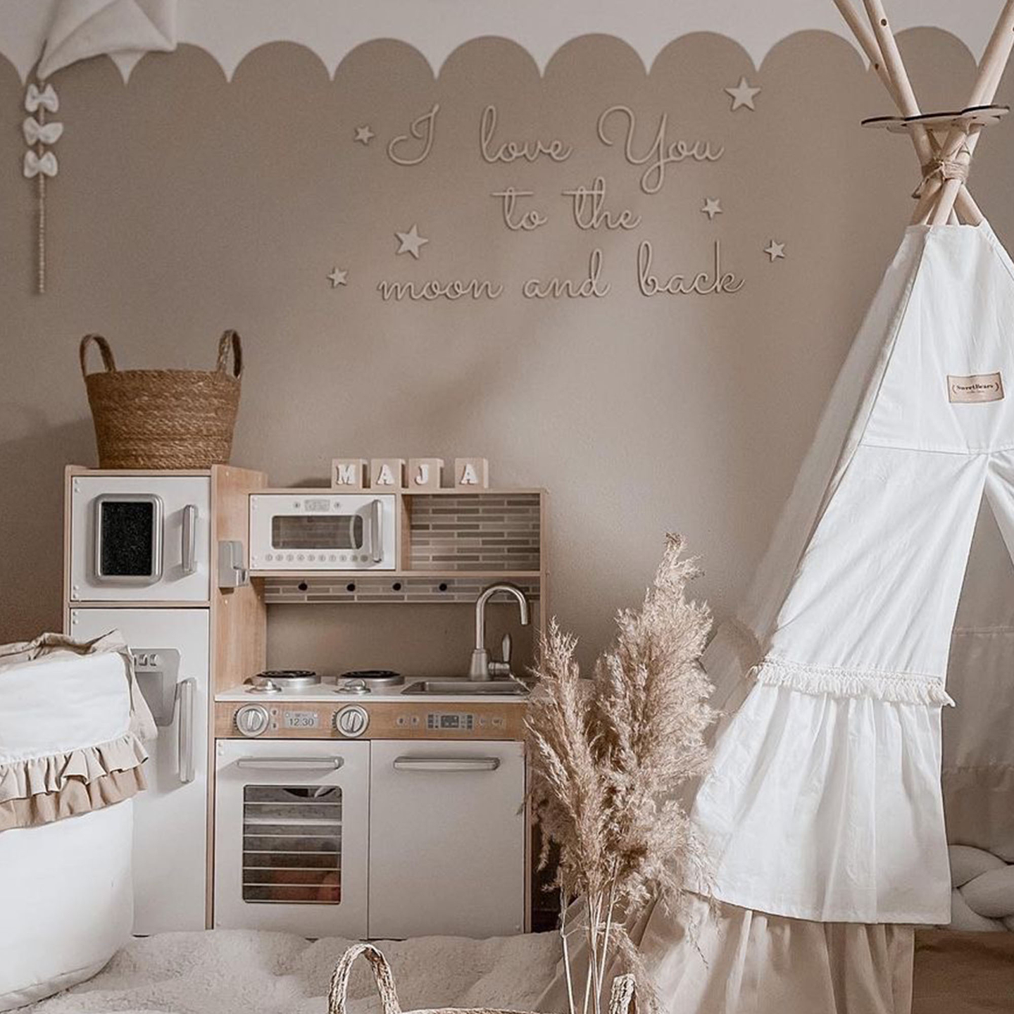 Bucătărie XXL din lemn cu iluminare LED, șorț și accesorii