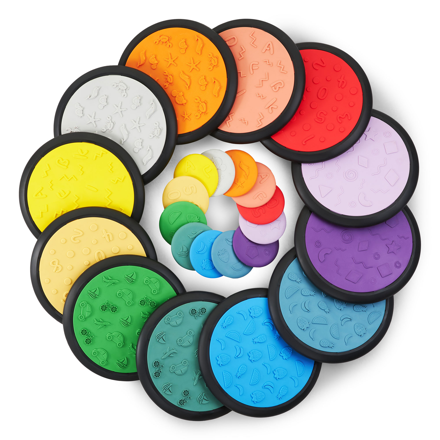 Discuri senzoriale colorate pentru copii - 24 bucăți