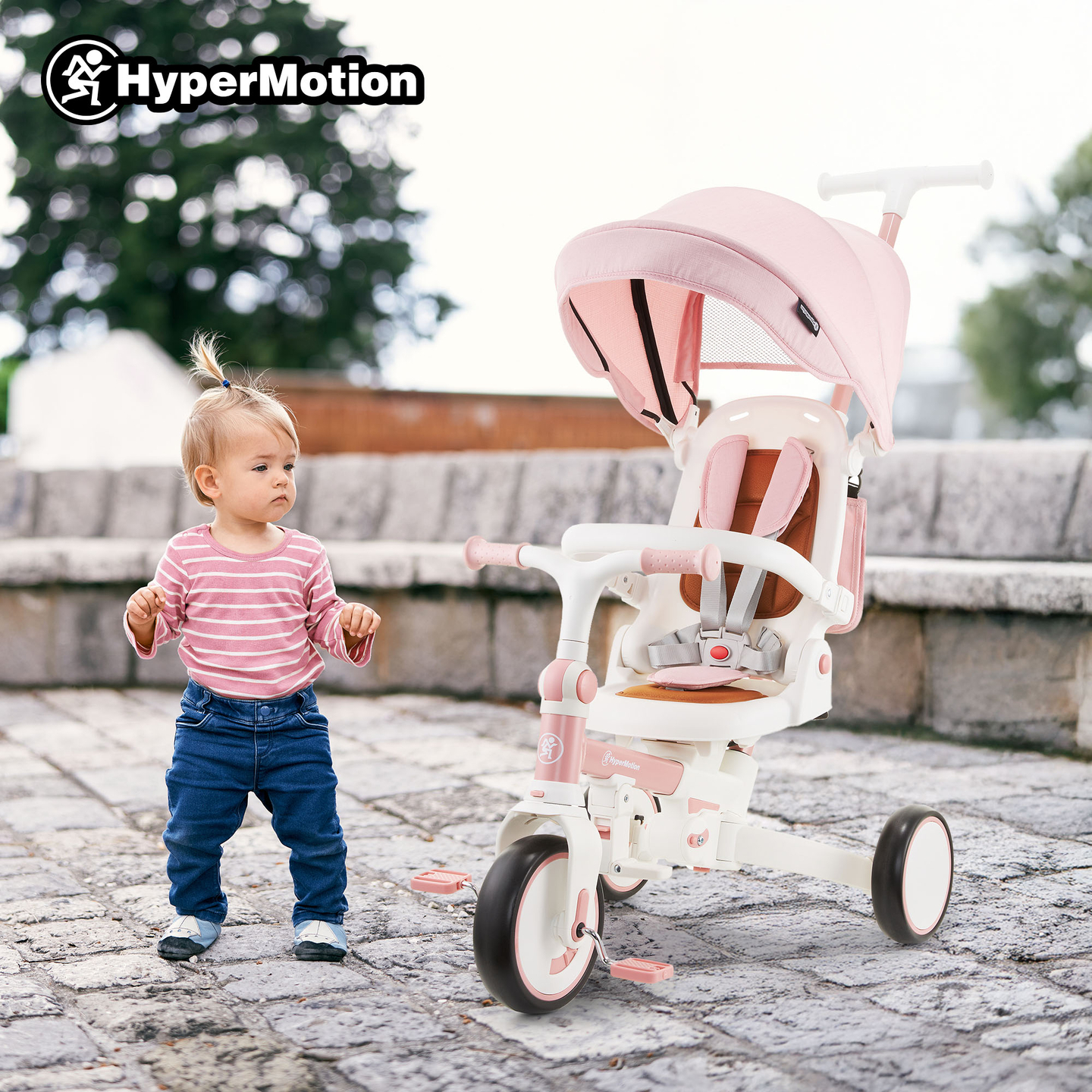 Triciclu multifuncțional 8in1 TOBI FOREST - roz