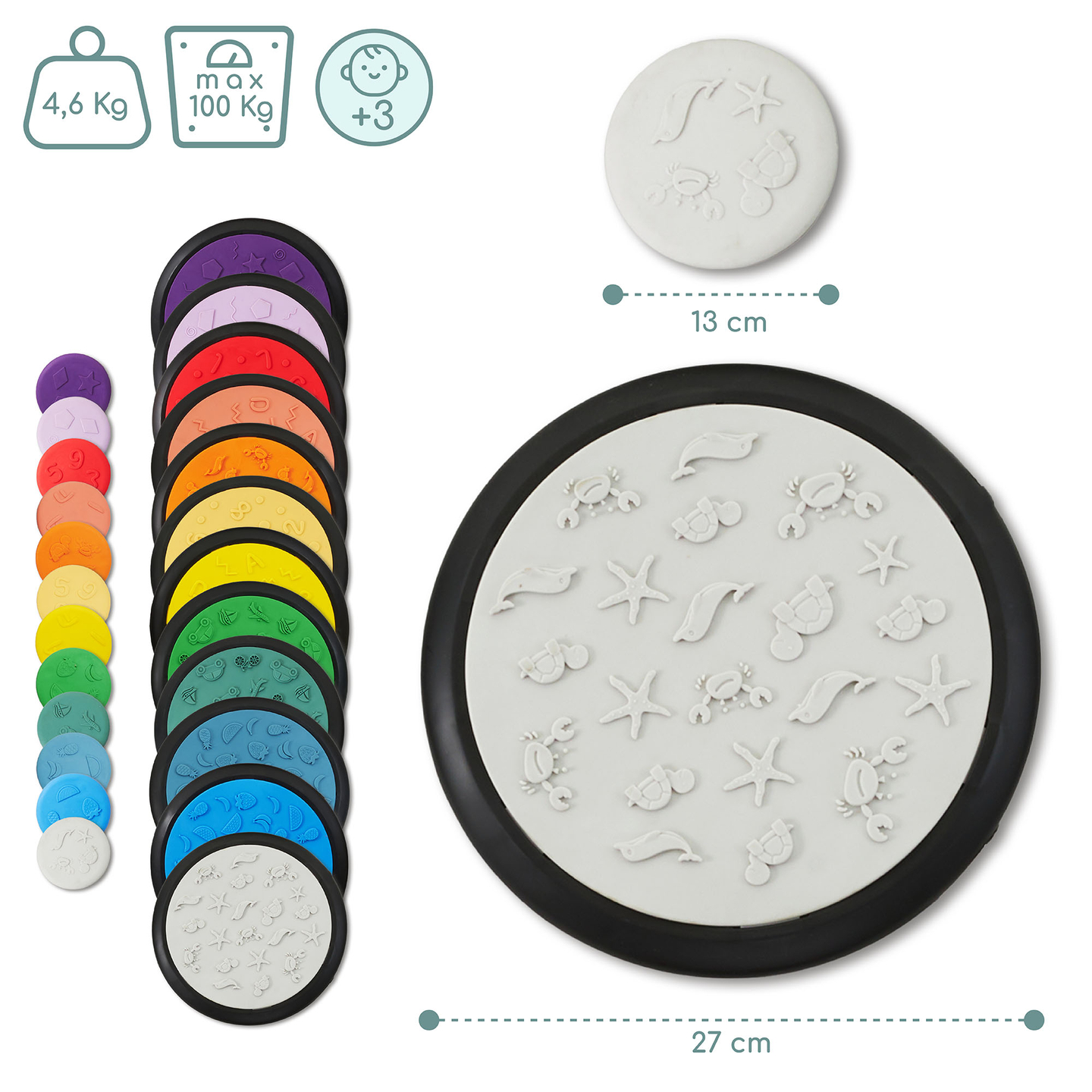 Discuri senzoriale colorate pentru copii - 24 bucăți