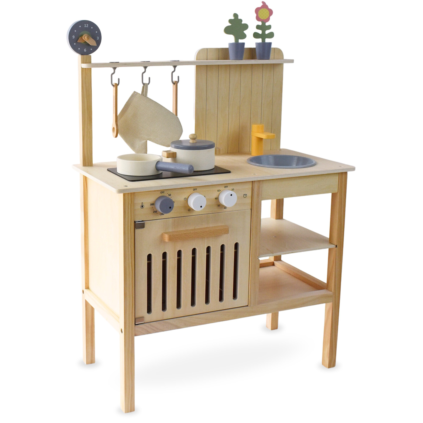 Bucătărie de grădină din lemn cu accesorii - natural boho