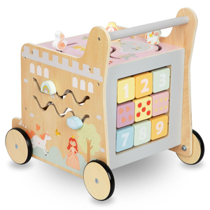 Mers 2 în 1 din lemn cu funcție de cub educațional, natural