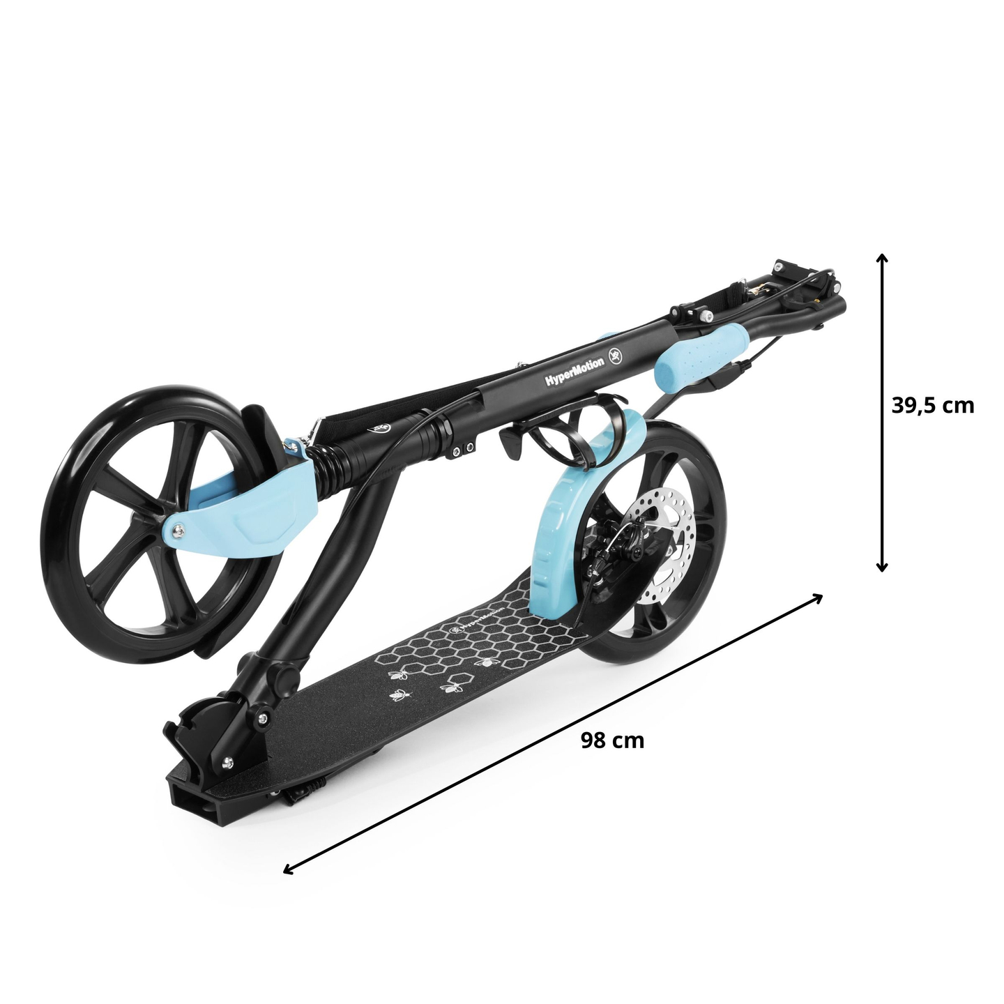 Scuter de oraș cu două roți HONEYBEE Blue HyperMotion 100 kg - aluminiu complet, roți mari de 250 mm