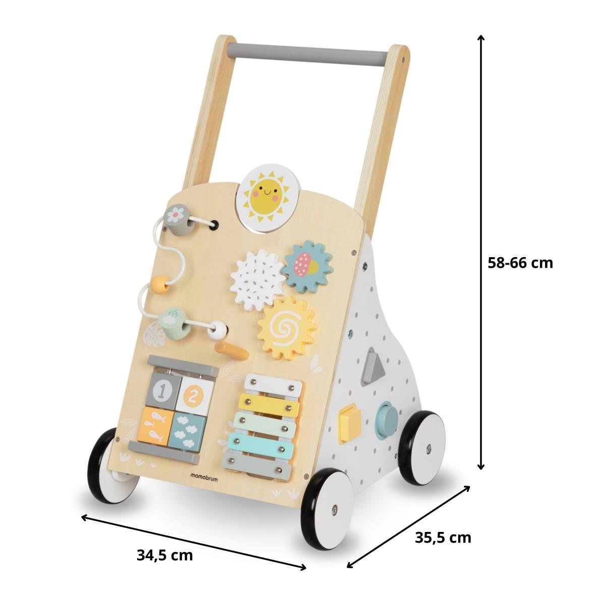 Walker educațional din lemn 8in1 / împingător pentru copii - placă manipulativă