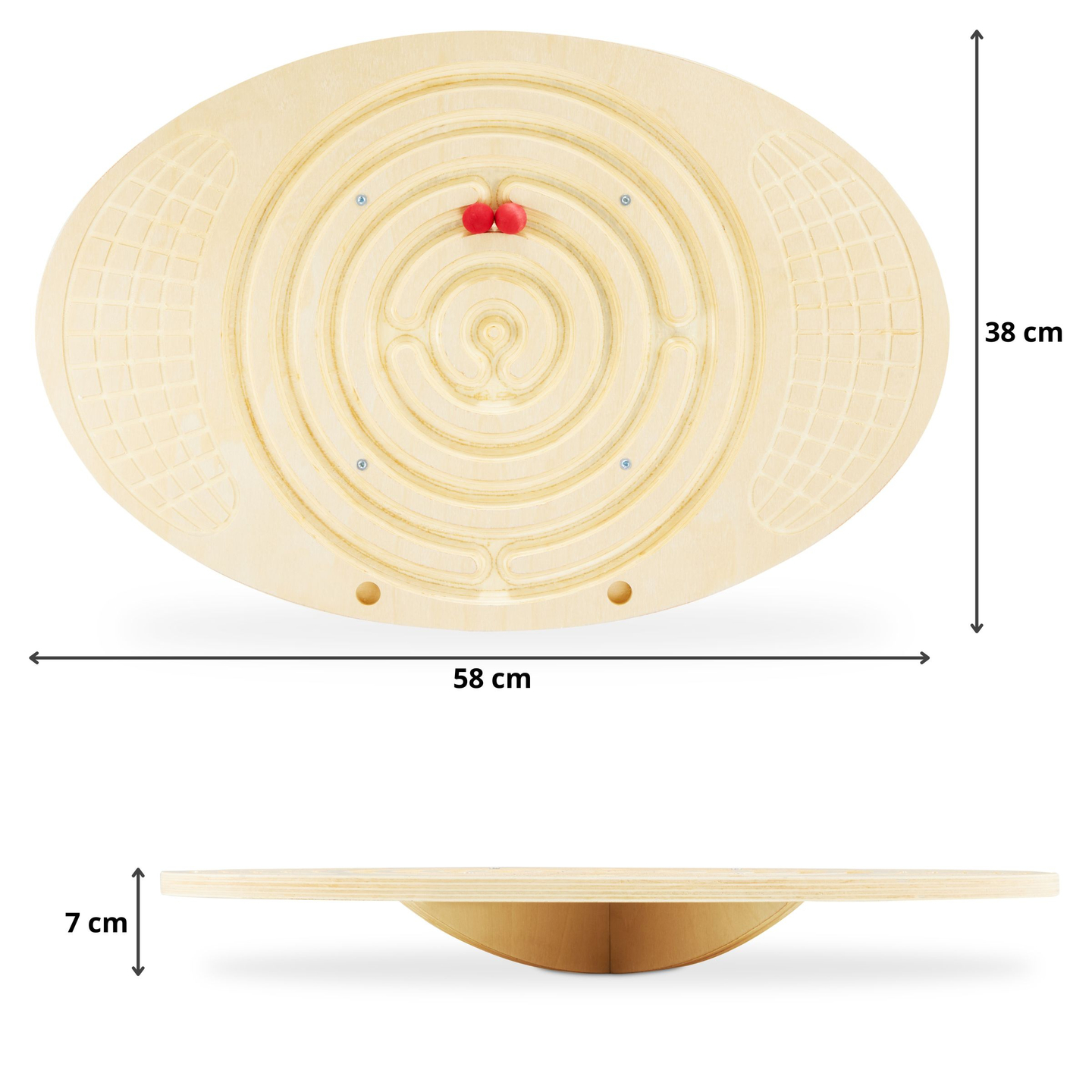 Tablă de echilibru din lemn cu labirint și bile - balansoar de echilibru
