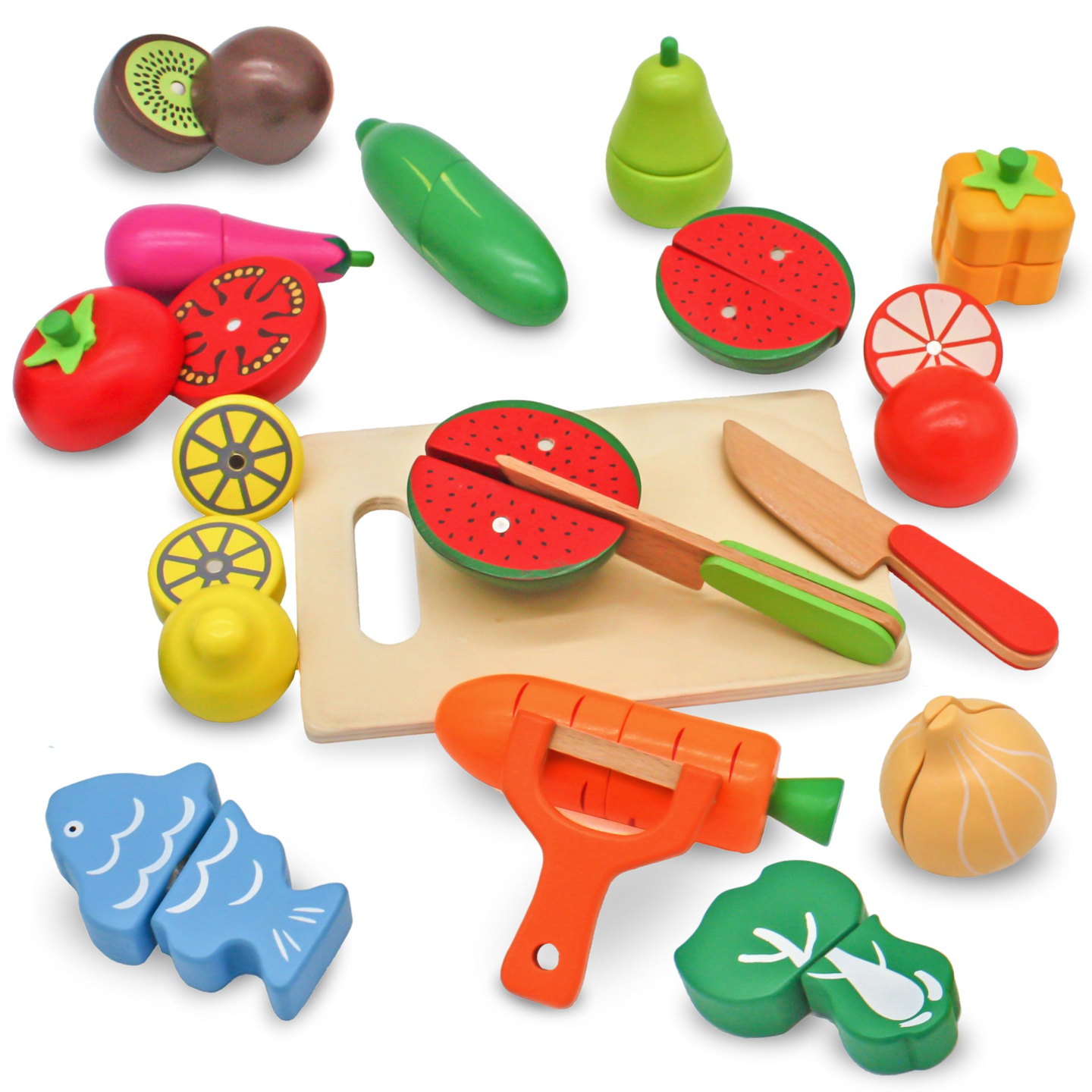 Fructe și legume din lemn pentru tăiere