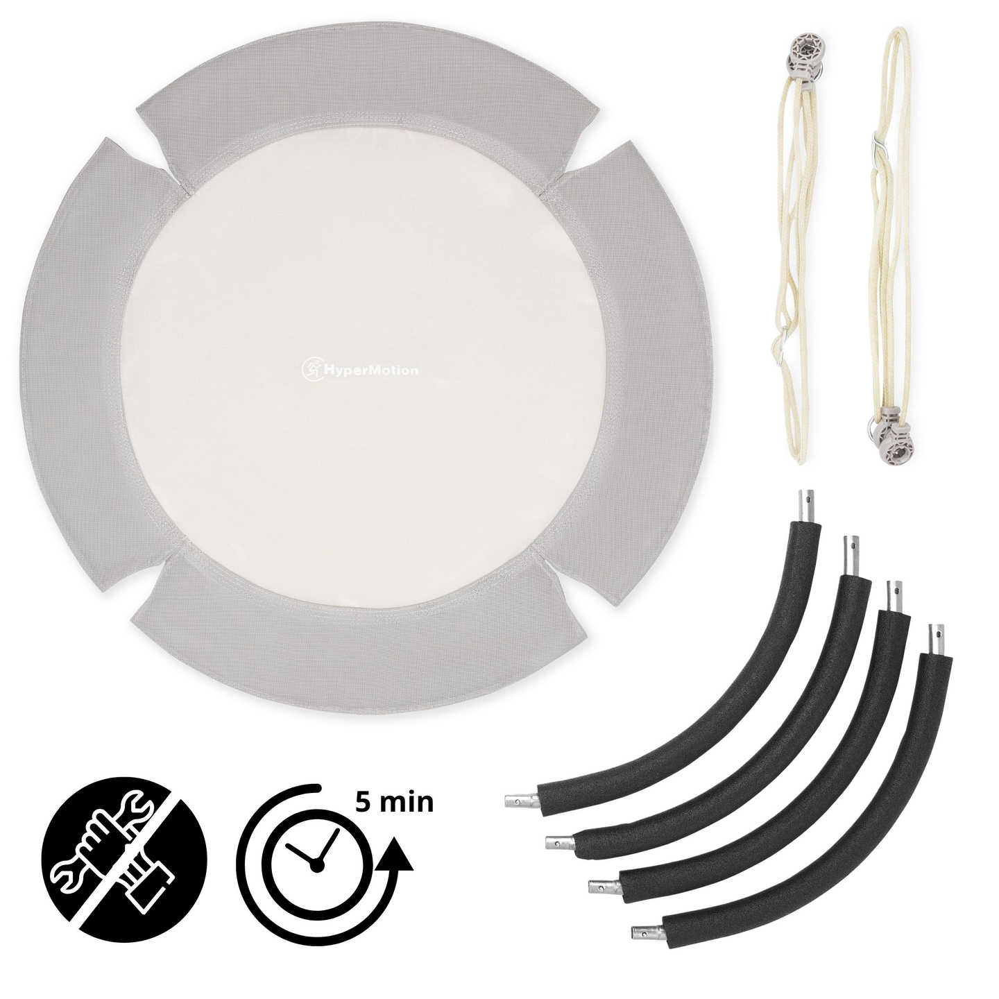 Leagăn cu cuib de barză HyperMotion - diametru 100 cm, culoare gri