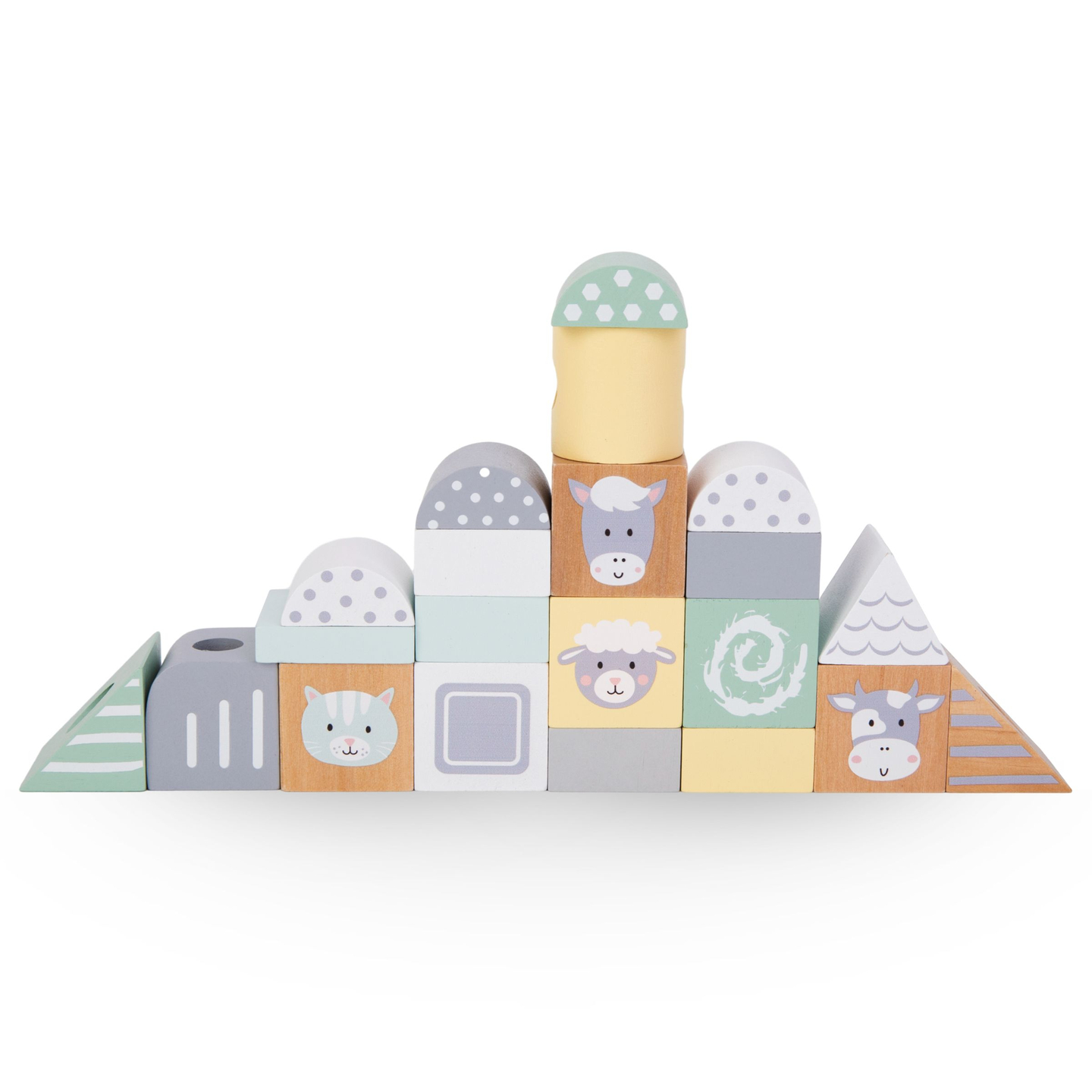 Tren din lemn cu blocuri pentru un băiat - Ferma