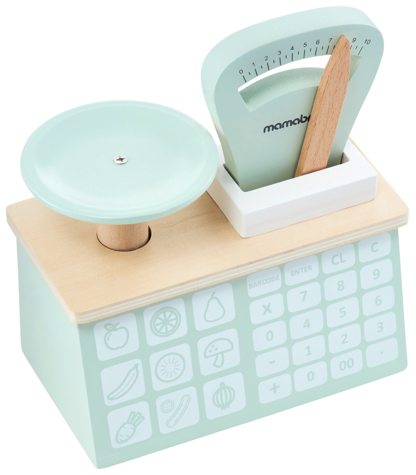 Magazin mare din lemn - tarabă și teatru 2 în 1 cu cântar, terminal de plată, fructe și legume