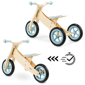Tricicleta din lemn si balansier 2in1 - HyperMotion PERCY - albastru