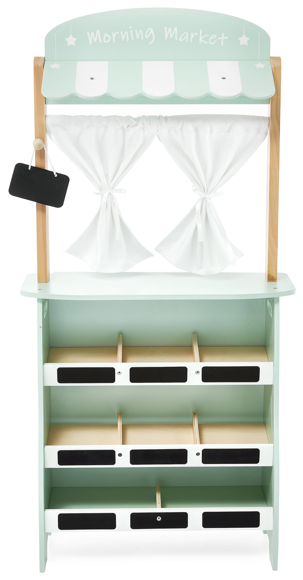 Magazin mare din lemn - tarabă și teatru 2 în 1 cu cântar, terminal de plată, fructe și legume