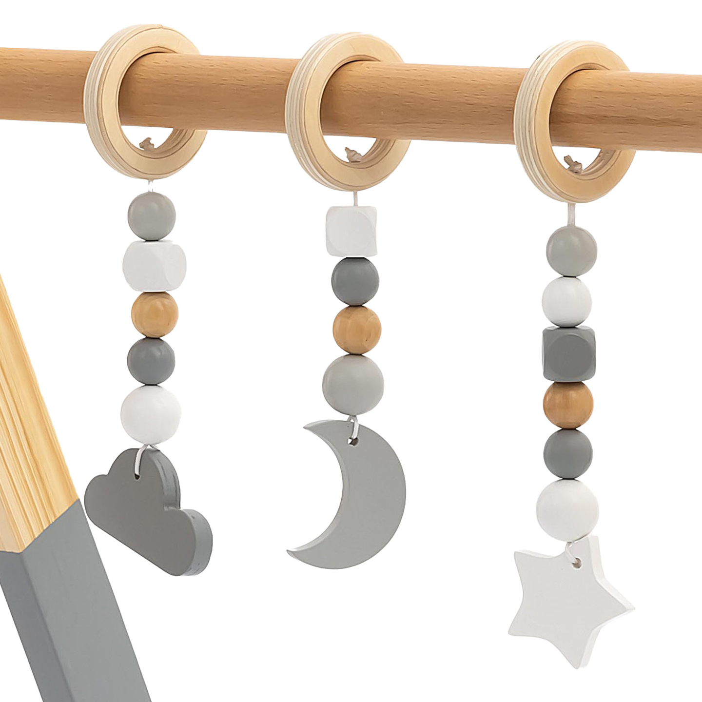 Suport de educație din lemn Baby Gym - culoare gri