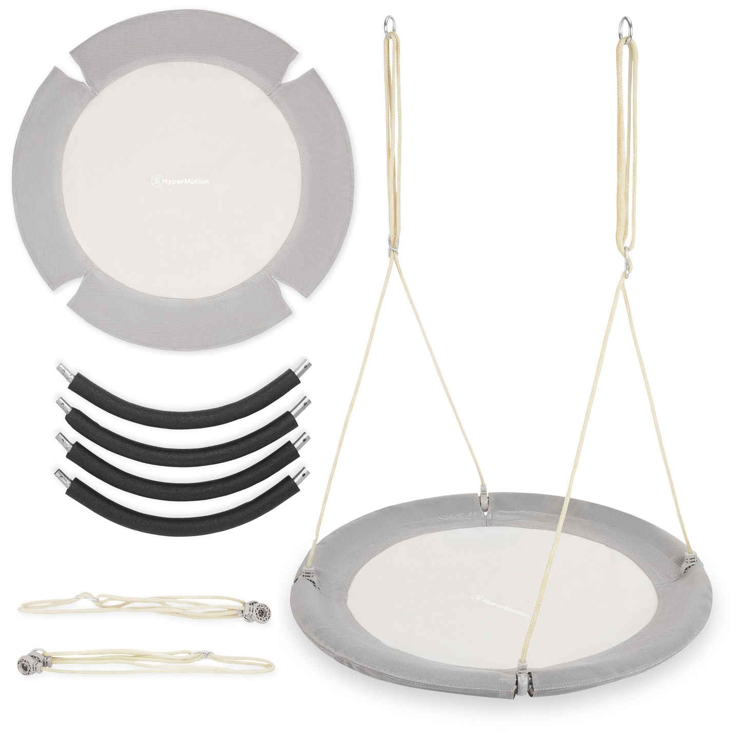 Leagăn dublu cu accesorii - cadru din oțel - cuib de barză, leagăn și hamac