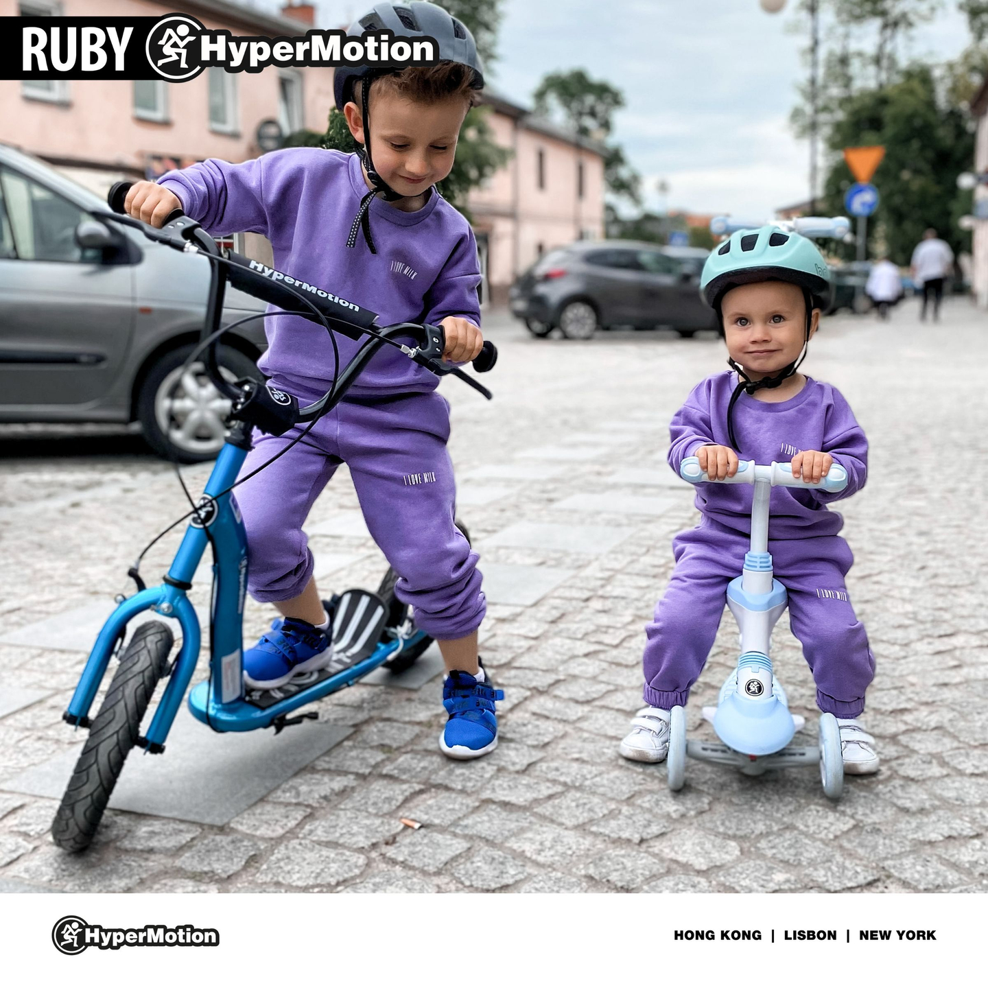 Trotinetă HyperMotion RUBY 12 (roți gonflabile de 30 cm) - Albastru