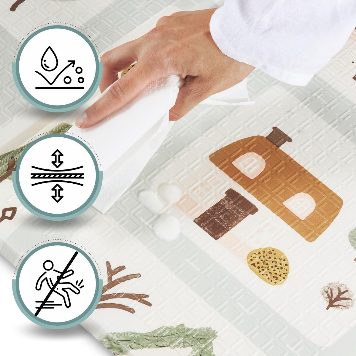 Covoraș din spumă pliabil pe două fețe 180 x 120 x 1cm - Charming Town/Sand Beige