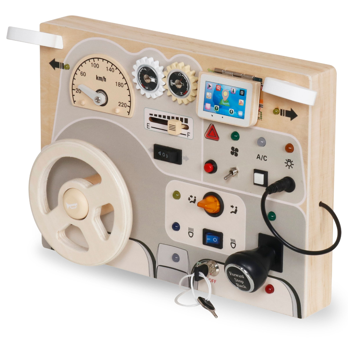 Tablă de joc Montessori din lemn pentru copii mici - bordul mașinii