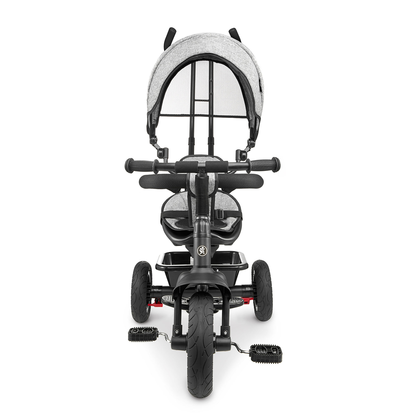 Tricicletă pentru copii 1-4 ani - TOBI FREY - culoare gri - roți pivotante - roți cu pompă + împingător