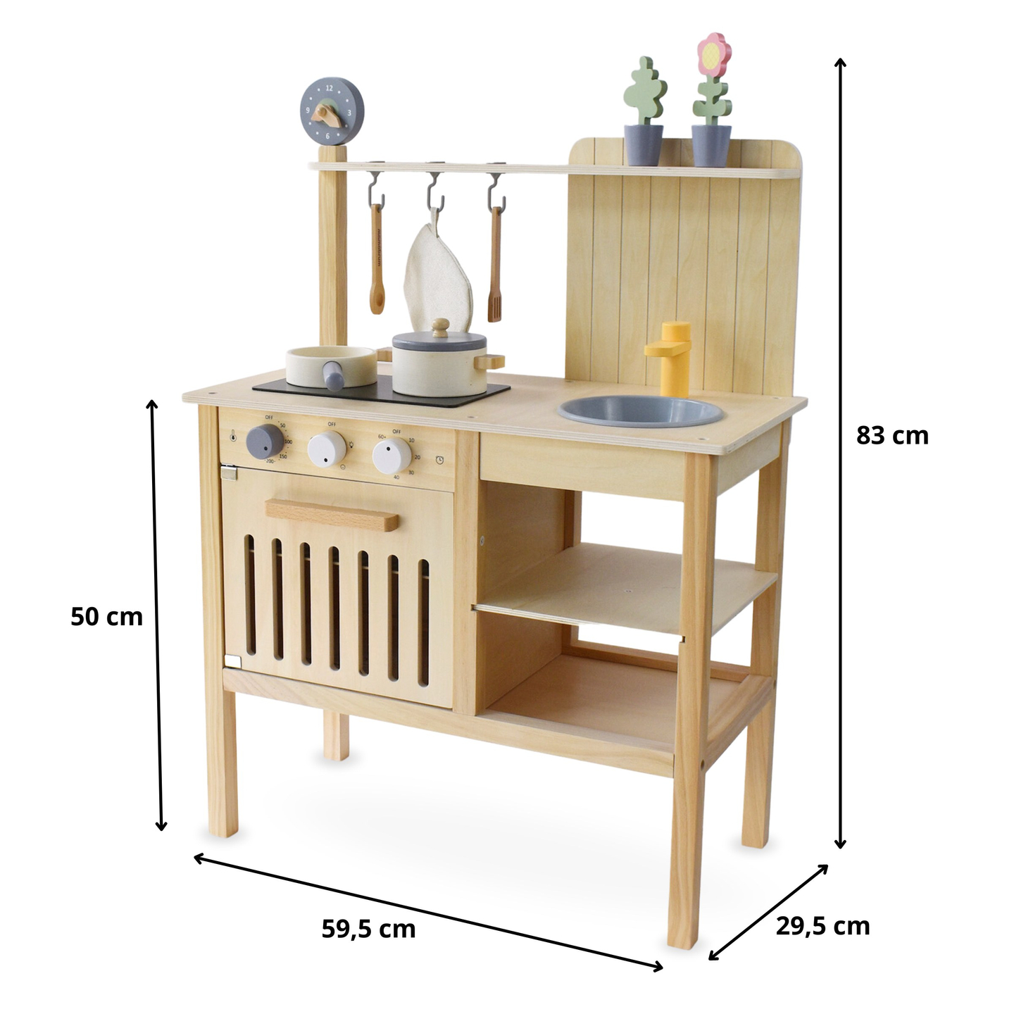 Bucătărie de grădină din lemn cu accesorii - natural boho