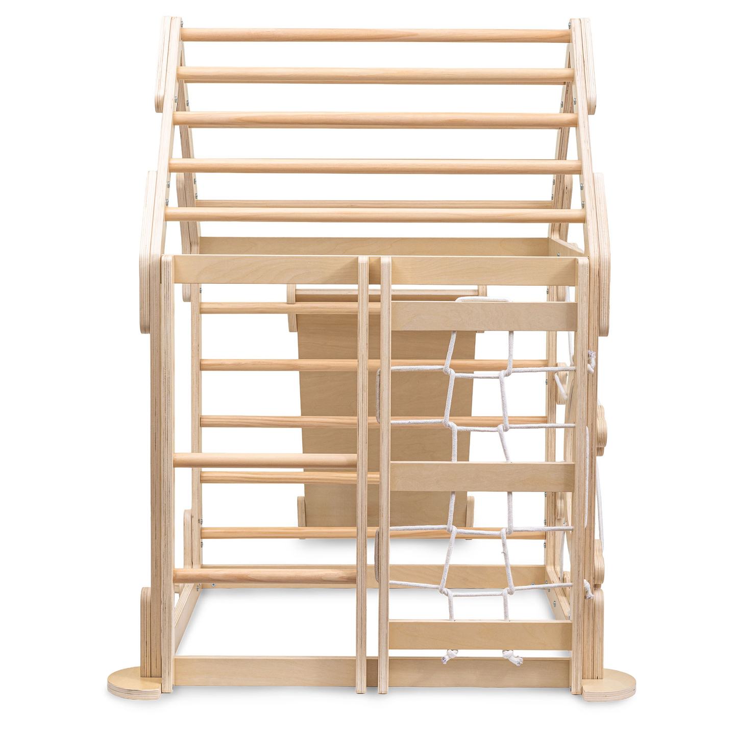 Loc de joacă interior din lemn pentru copii - o căsuță cu scări și tobogan