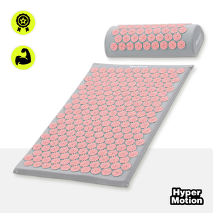 Saltea de presopunctură cu pernă și husă - 72 cm HyperMotion gri și roz