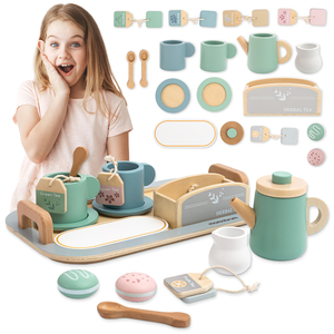 Set mare de ceai din lemn cu tavă - 18 articole
