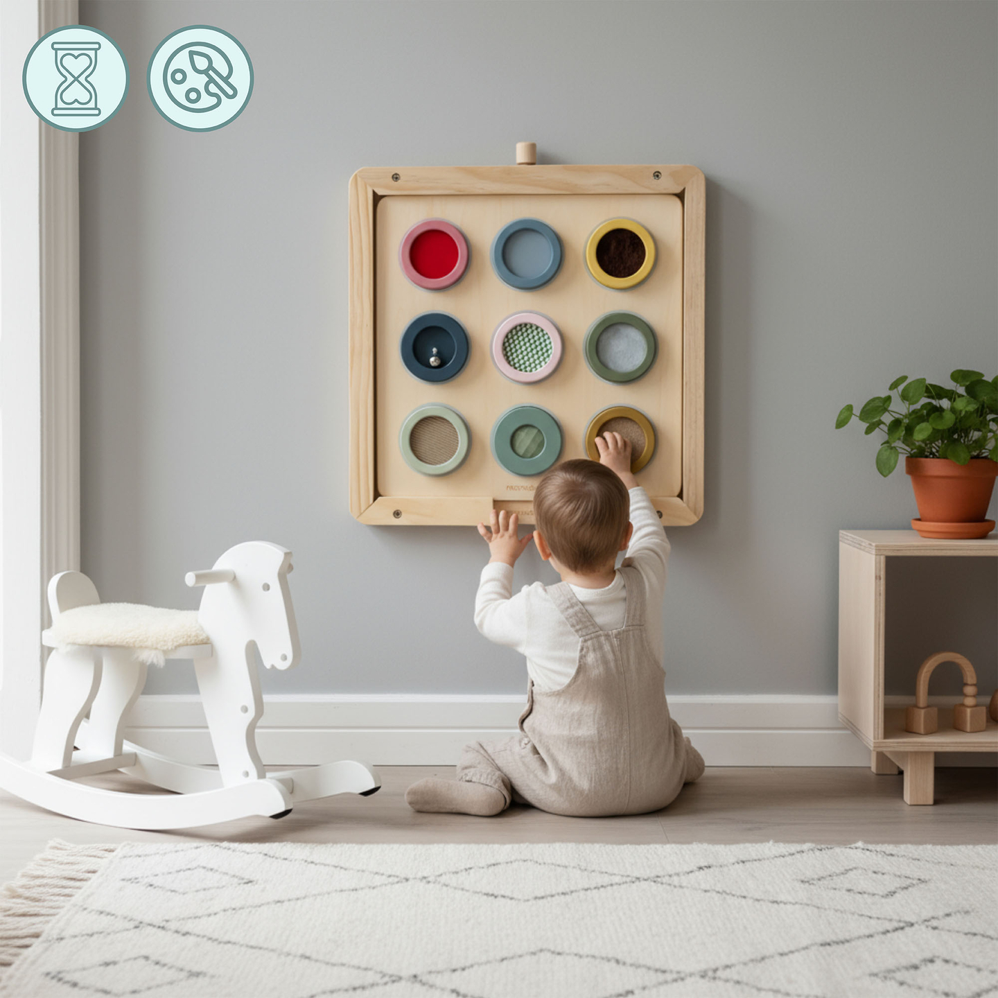 Ramă de perete din lemn - pentru montarea tablelor educaționale Mamabrum