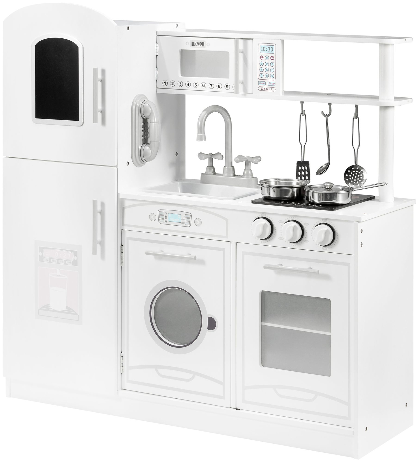 Accesorii de bucătărie mari din lemn alb și șorț