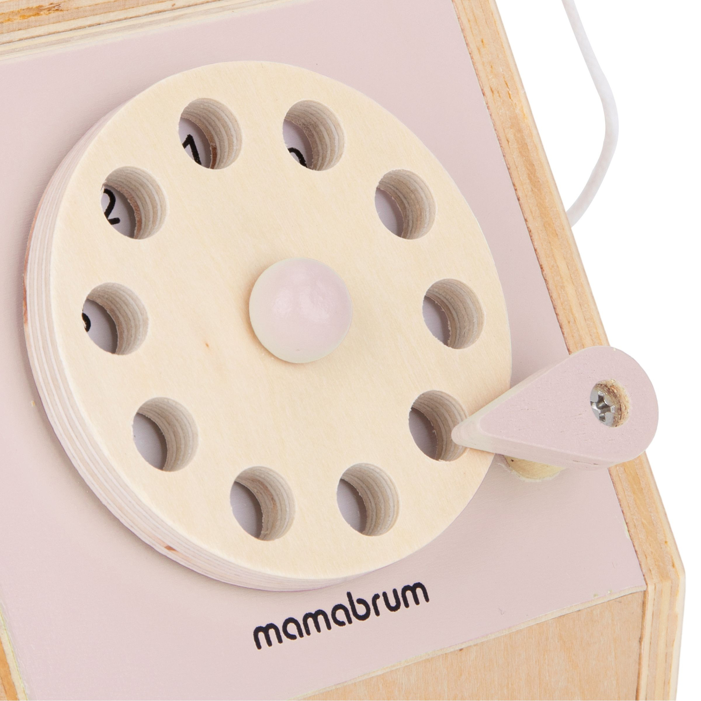 Telefon retro din lemn - roz pastel