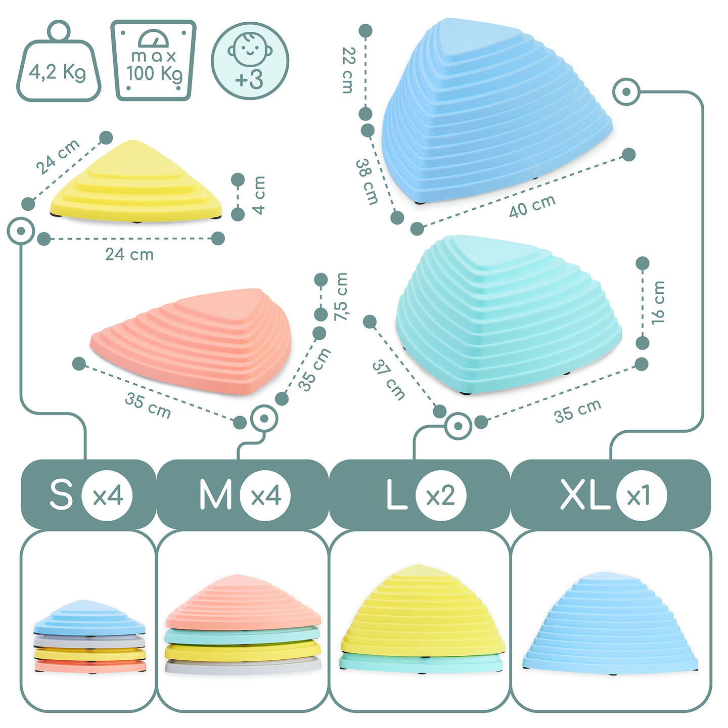 Pietre de echilibrare colorate - 11 bucăți