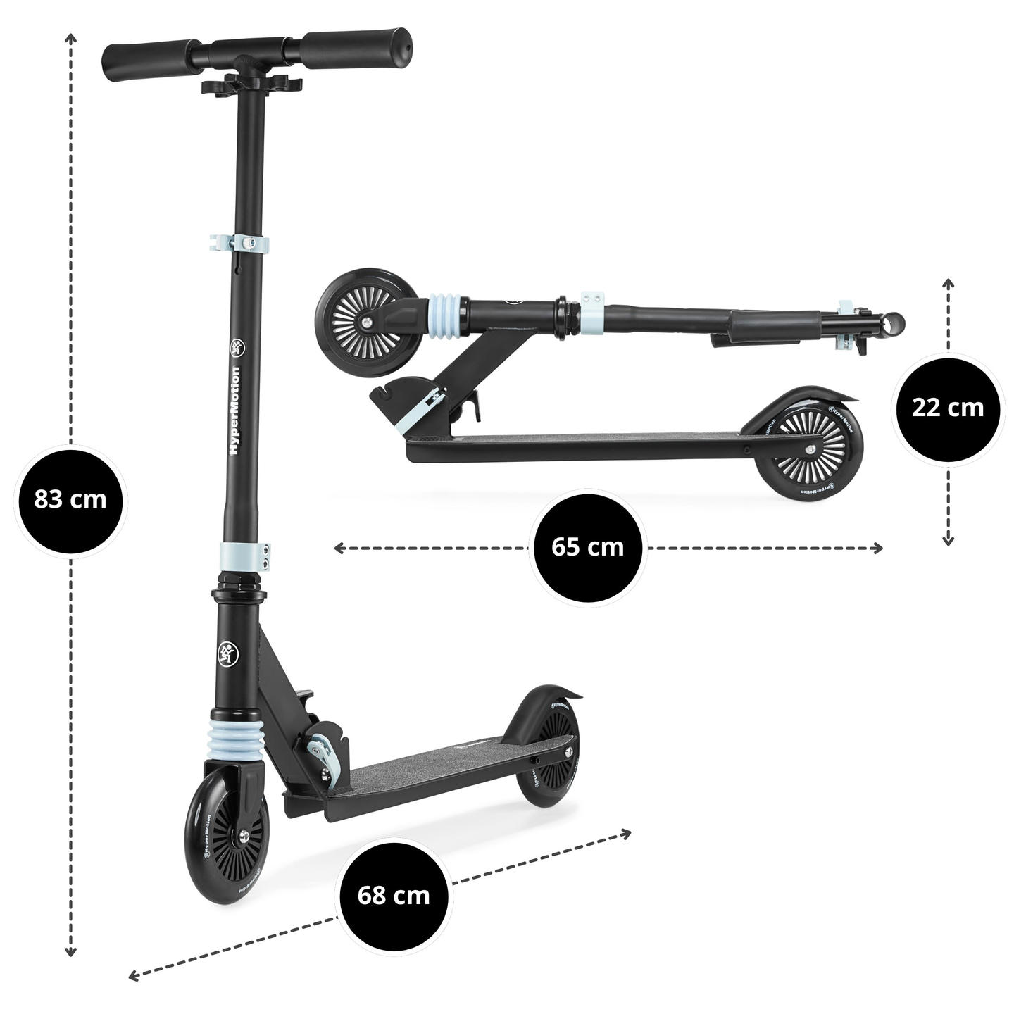 Scuter cu două roți cu amortizor WALLY 4-9 ani de la HyperMotion negru-verde