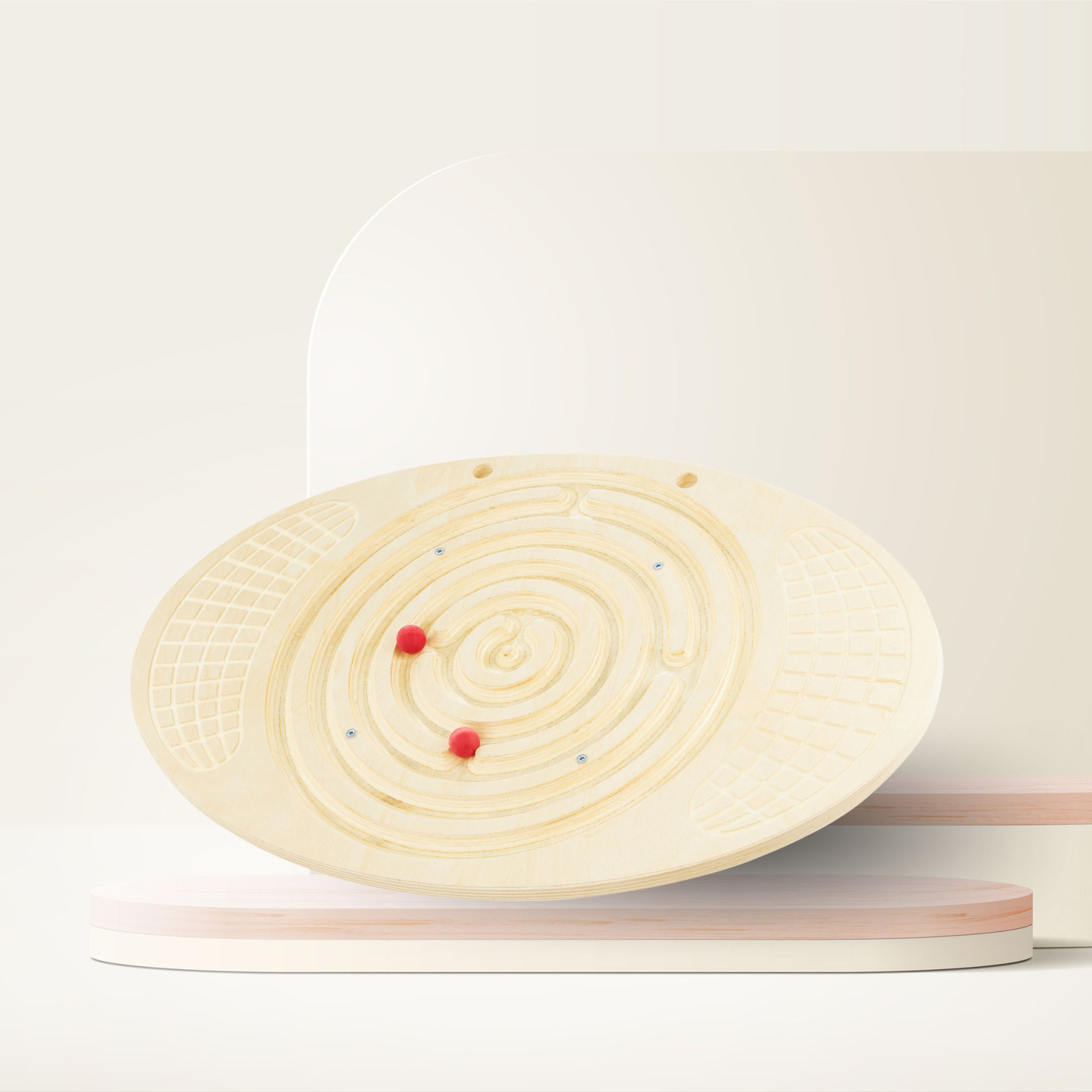Tablă de echilibru din lemn cu labirint și bile - balansoar de echilibru