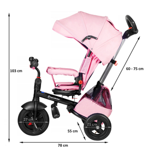 Tobi Velar tricicleta + folie de ploaie - roz