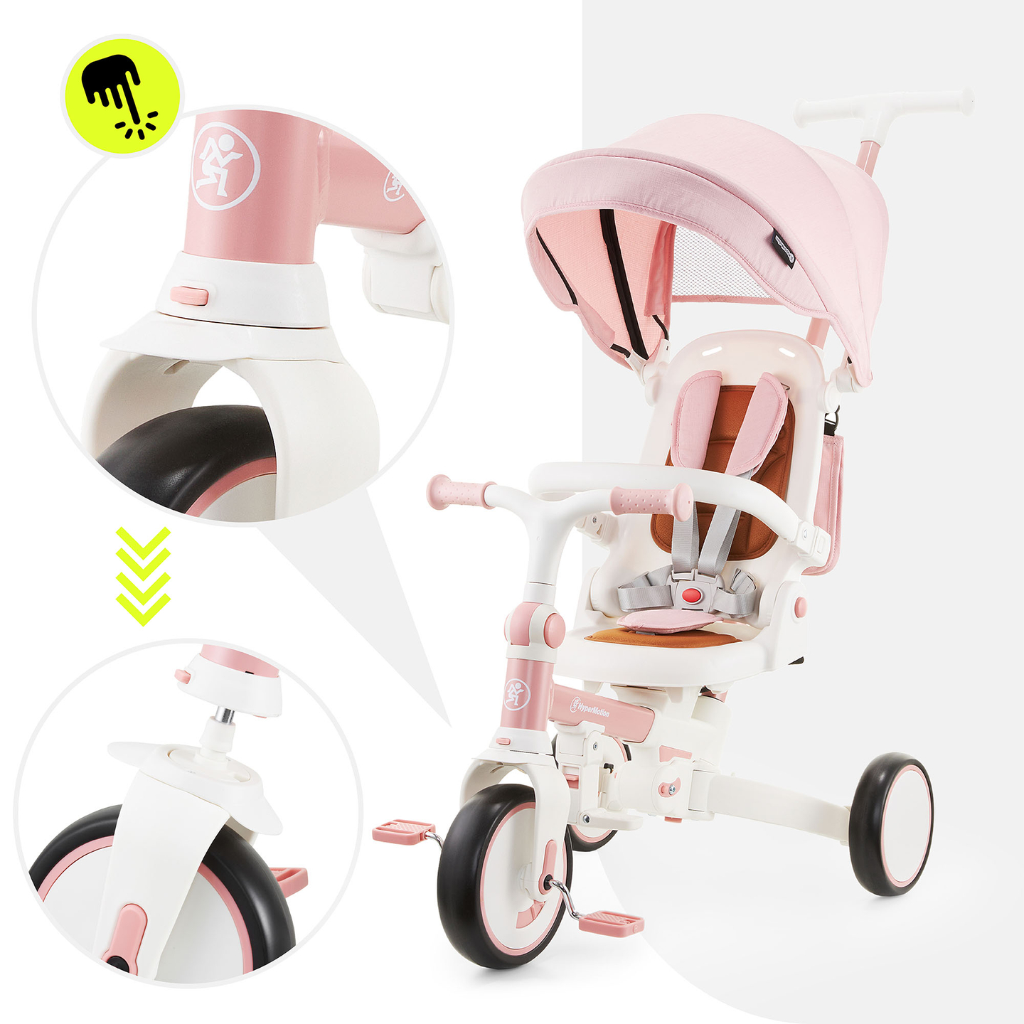 Triciclu multifuncțional 8in1 TOBI FOREST - roz