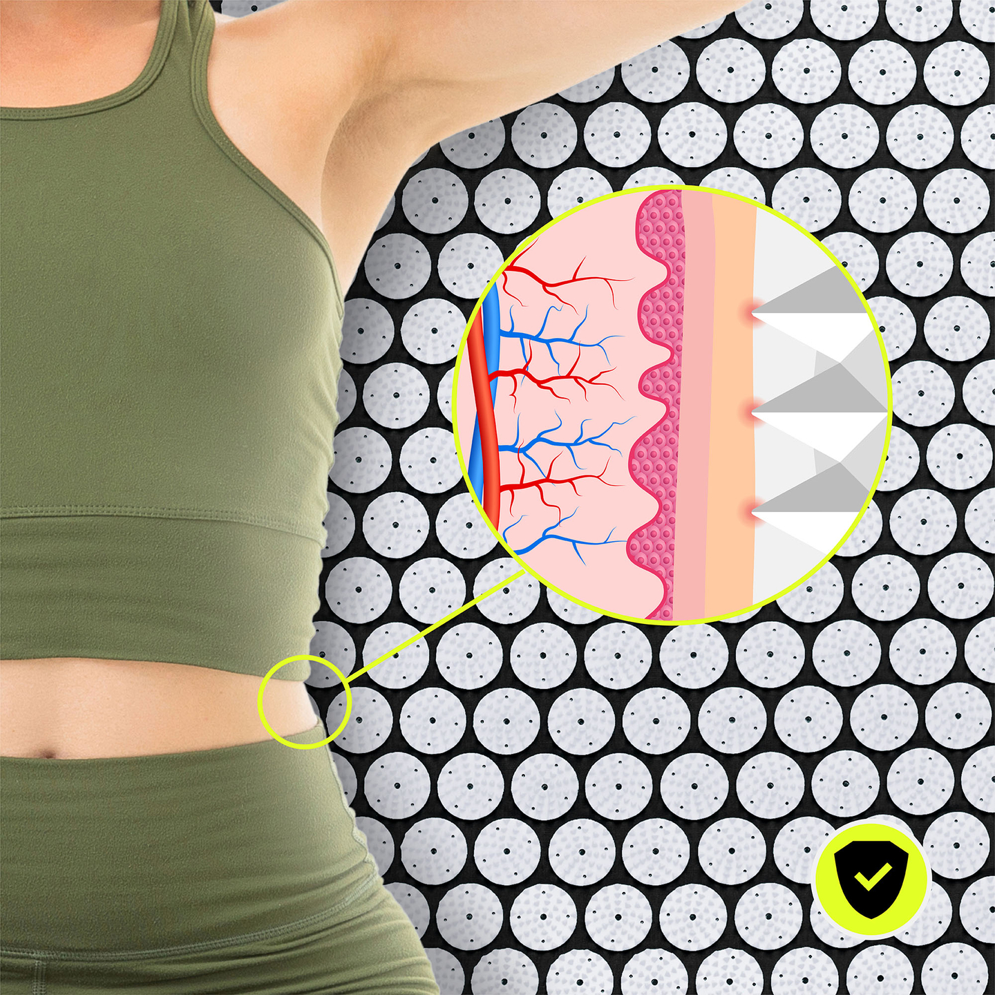 Saltea de presopunctură cu pernă și husă - 72 cm HyperMotion alb-negru