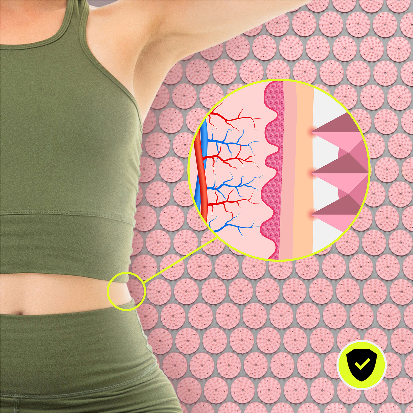 Saltea de presopunctură cu pernă și husă - 72 cm HyperMotion gri și roz