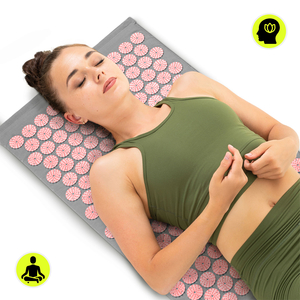 Saltea de presopunctură cu pernă și husă - 72 cm HyperMotion gri și roz