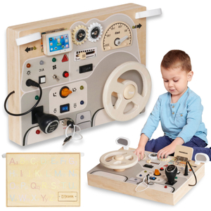 Tablă de joc Montessori din lemn pentru copii mici - bordul mașinii