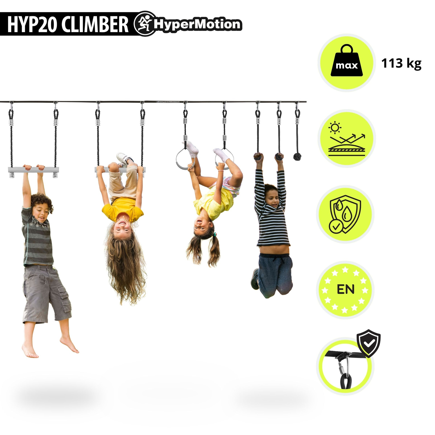 Cursă cu obstacole Ninja pentru copii - HyperMotion slackline set - 7 obstacole